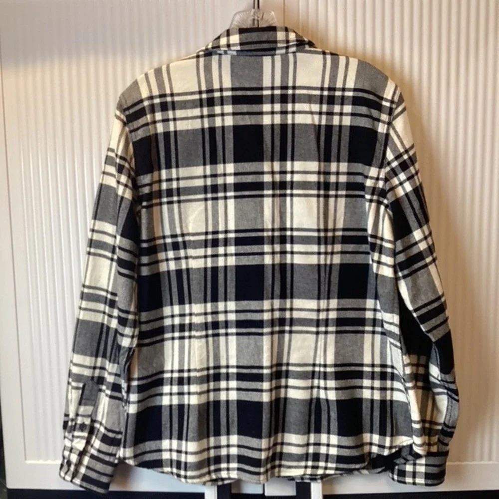 Chaps Denim Plaid‎ Zip Up Flannel Shirt Jacket Long Sleeve Unisex L - Picture 6 of 6